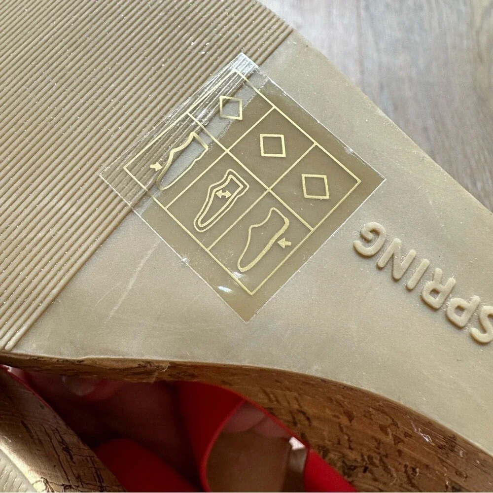 Call It Spring Hot Flamingo Pink Cork Wedge Sandals - Size 6.5
